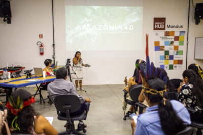 Fala de Clarice Tukano em fala durante o evento